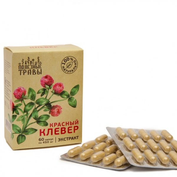 Красный клевер растительный экстракт, "Пчела и Человек" 60 капсулы по 450 мг