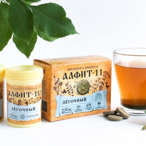 Алфит-11 легочный чайный напиток. 60 брикетов по 2 г.