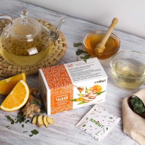 Травяной чай Имбирный чай с апельсином и мёдом. 20 фильтр-пакетов. Алфит